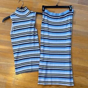 525America Striped Blue and Yellow Women's Skirt Set